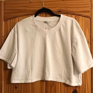 Zara cropped white T-shirt